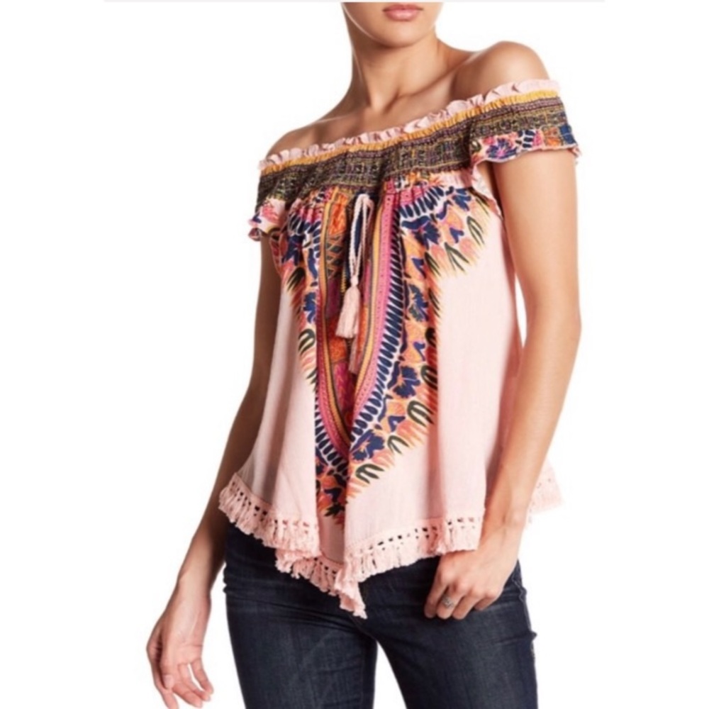 new Meghan LA  ꕥ Kingston Print Fringe Top ꕥ Pink - Picture 9 of 13